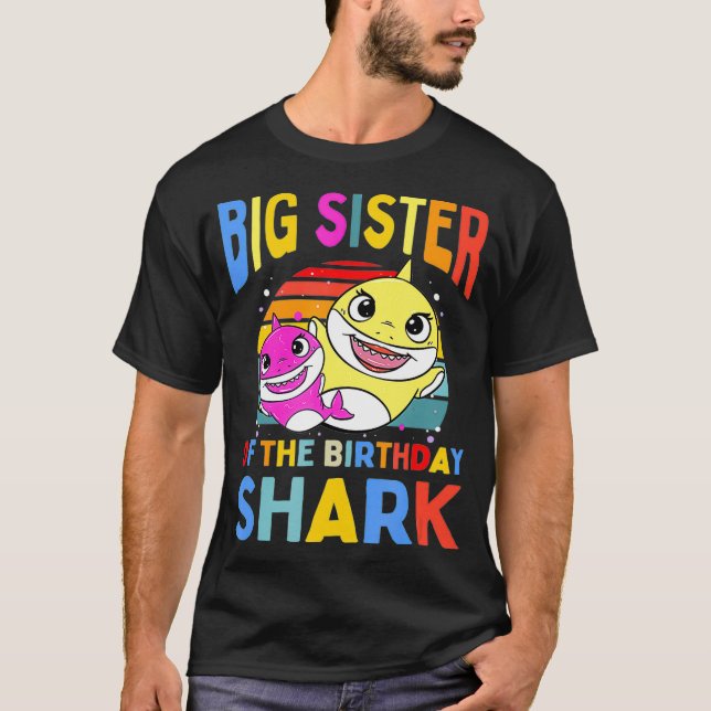 T-shirt Grande Soeur Du Requin D'Anniversaire Sis Correspo (Devant)