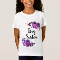 Grande soeur. Fleurs violettes. Violette fille à f