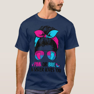 T-shirt Grande Soeur Rose Ou Bleu Vous Aime - Messy Bun Ge