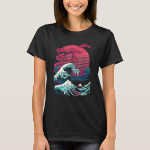 T-shirt Grande vague de Kanagawa Retro Glitch Vap esthétiq