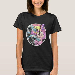 T-shirt Grande vague japonaise Vaporwave Cat 90s esthétiqu