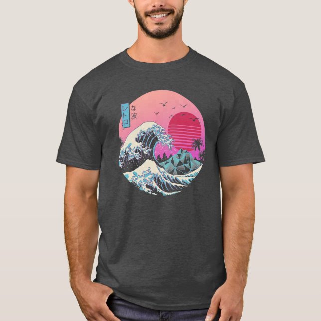 T-shirt Grande vague rétro surdimensionnée (Devant)