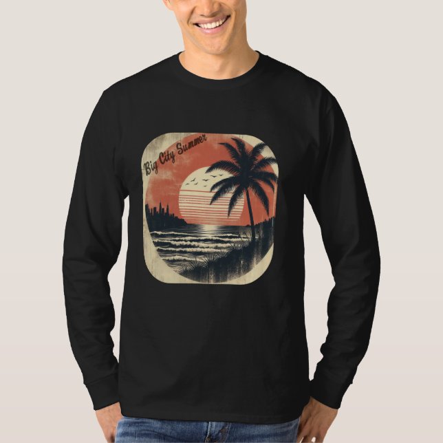 T-shirt Grande Ville Été Sunshine Beach Tropical Retro Vib (Devant)