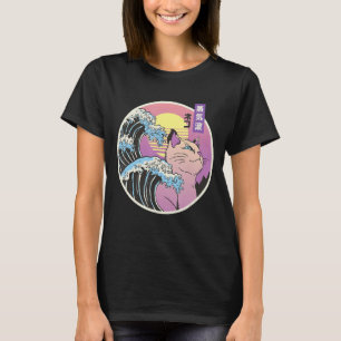 T-shirt Grande Wave Cat Art Mashup Japonais Vaporwave Retr