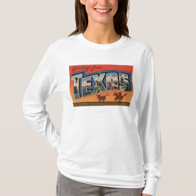 T-shirt Grandes scènes de lettre du Texas (cowboy Roping (Devant)
