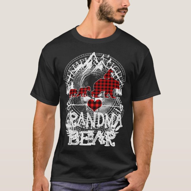 T-shirt Grandma Bear Christmas Pajama Red Plaid Buffalo Fa (Devant)
