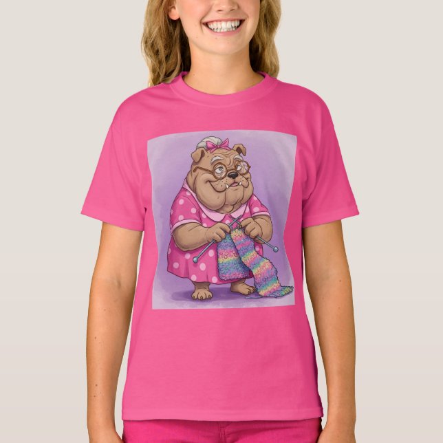T-shirt Grandma Bulldog et une écharpe déchirée par Natash (Devant)