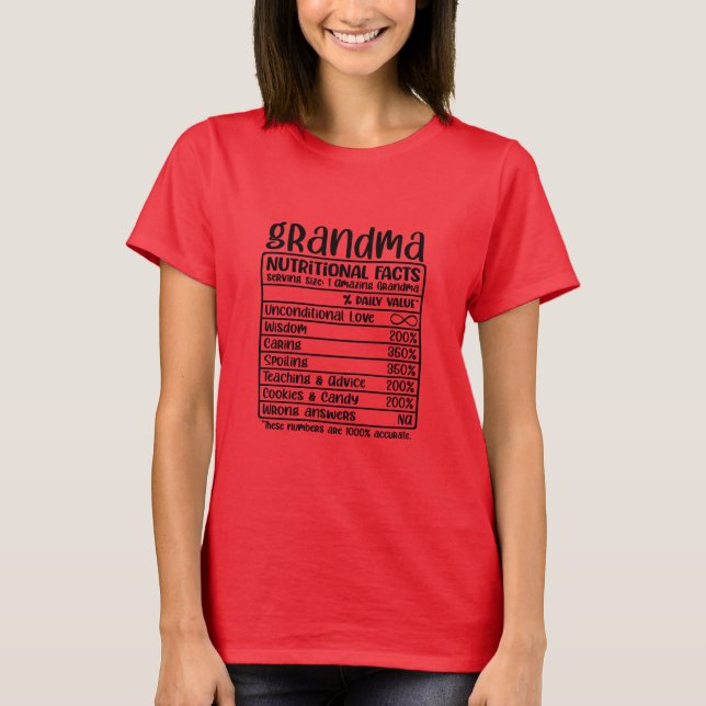 T-shirt Grandma - Faits nutritionnels (Devant)