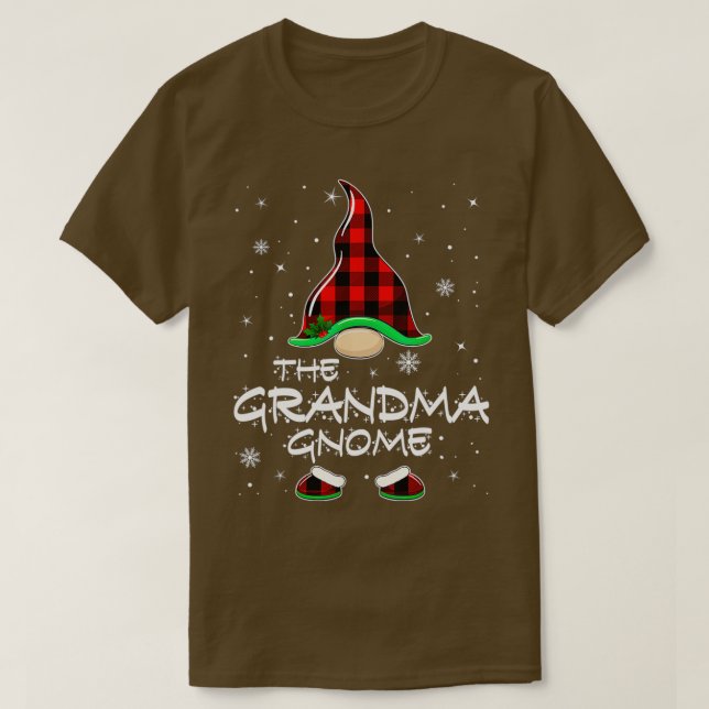 T-shirt Grandma Gnome Buffalo Plaid Matching Family Christ (Design devant)