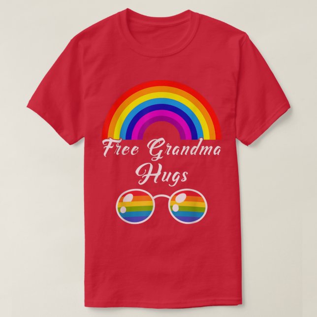 T-shirt Grandma Hugs LGBT Rainbow Lunettes de soleil Gay P (Design devant)
