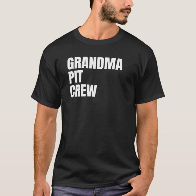 T-shirt Grandma Pit Crew Drapeau Voiture Course Piste Drap (Devant)
