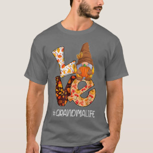 T-shirt Grandma Vie Amour Automne Automne Gnome Citrouille