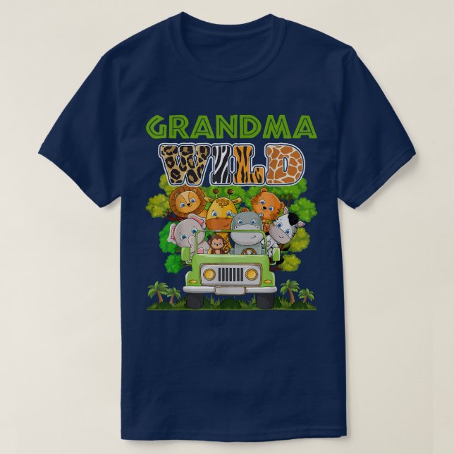 T-shirt Grandma Wild Zoo Theme Birthday Truck Safari Jungl (Design devant)