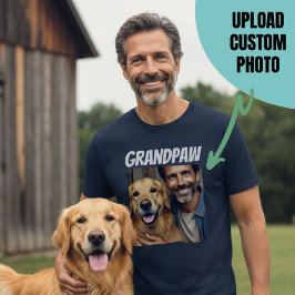 T-shirt Grandpa Photo personnalisée Grandpaw Chien Navy
