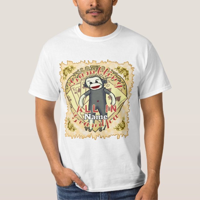 T-shirt Grandpa Sock Monkey poker (Devant)