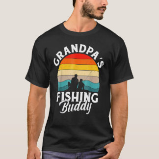 T-shirt Grandpa's Fishing Buddy Grandfather 80s Sunset