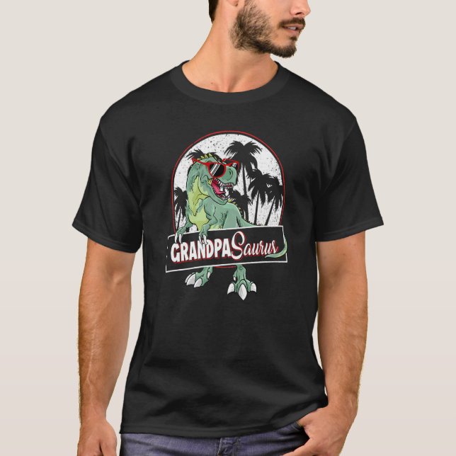 T-shirt Grandpasaurus Rex Dinosaur Grandpa Saurus Famille  (Devant)