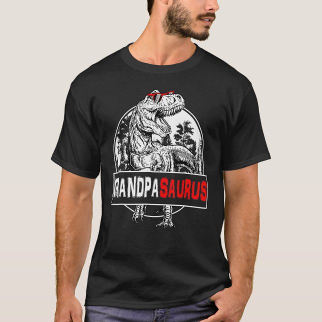 T-shirt Grandpasaurus Rex Dinosaur Grandpa Saurus Famille  (Devant)