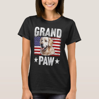 T-shirt Grandpaw Golden Grandpa Fête des pères USA Drapeau