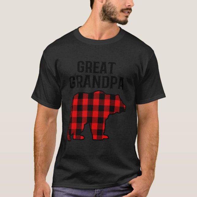 T-shirt Grands Cadeaux grand-papy Rouge noir bison plaid o (Devant)