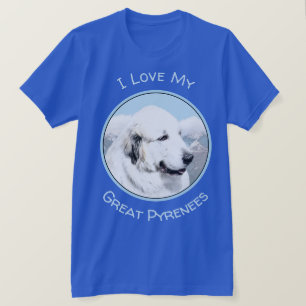 T-shirt Grands Pyrénées peignant - art original de chien