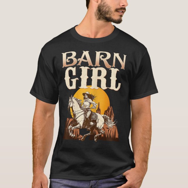 T-shirt Grange fille I équestre Pony Horse ventilateur (Devant)