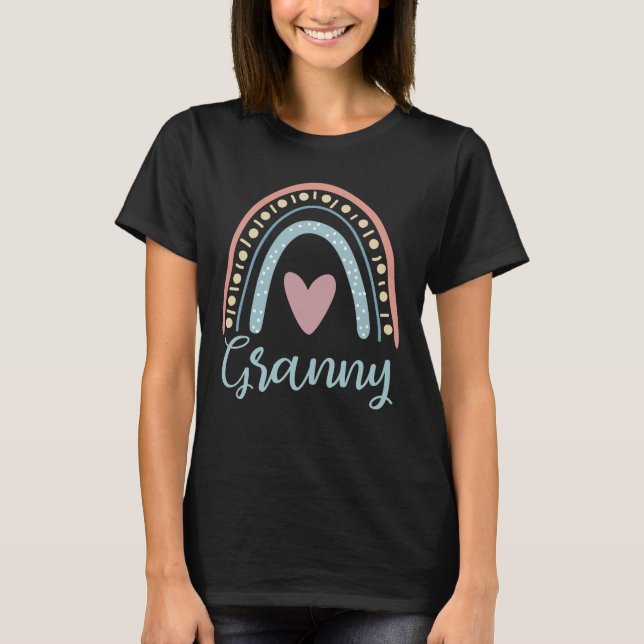T-shirt Granny Cute Grand-mère Famille Correspondre Arc-en (Devant)