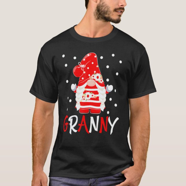 T-shirt Granny Gnome Daisy Flower Christmas Family (Devant)