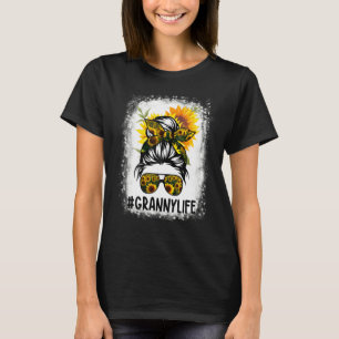 T-shirt Granny Life Messy Cheveux Bun Sunflower Femmes Mèr