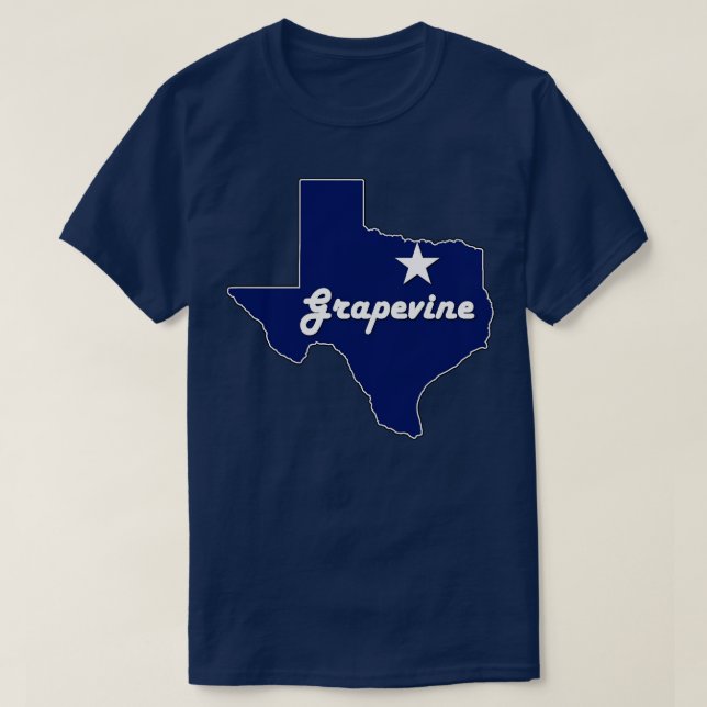 T-shirt Grapevine Texas Navy Blue Lone State Map Texan (Design devant)