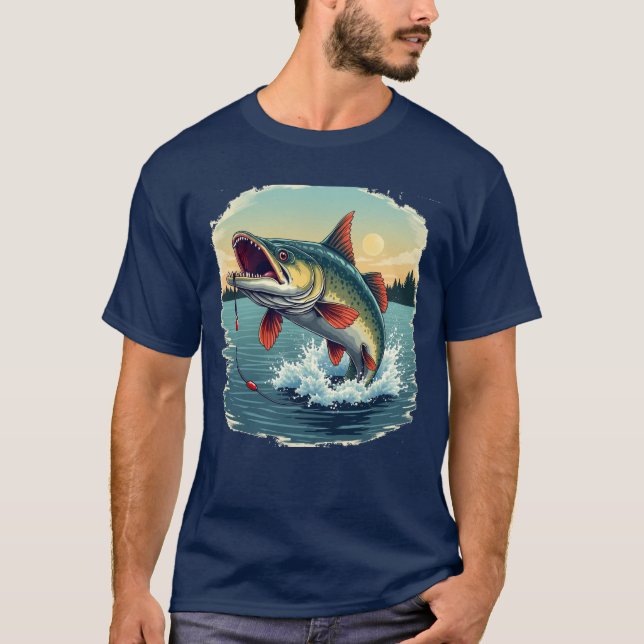 T-shirt Graphic Sturgeon Fishing Jump (Devant)
