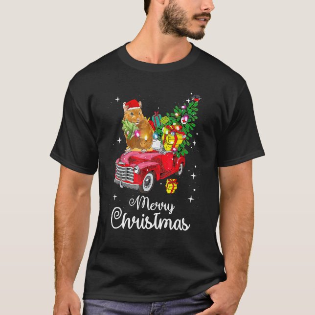 T-shirt Graphic Truck Santa Hamster Xmas Tree Pajama  Chri (Devant)