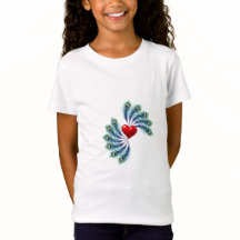 T-Shirt Graphique à Cœur et Plume de Paon | Amour