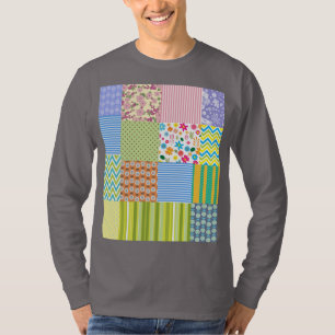 T-Shirt Graphique à Motif Patchwork Coloré
