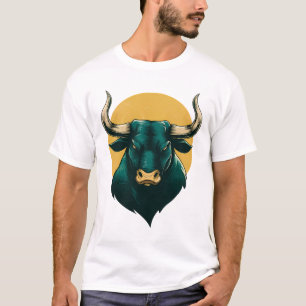 T-shirt graphique à tête de taureau majestueuse –