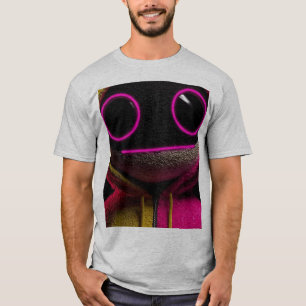 T-shirt graphique à visage de monstre rose néon mi