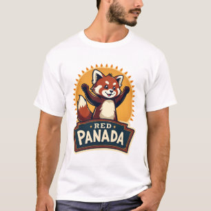 T-shirt Graphique Animal Rétro Panda Rouge Dabbing Vintage