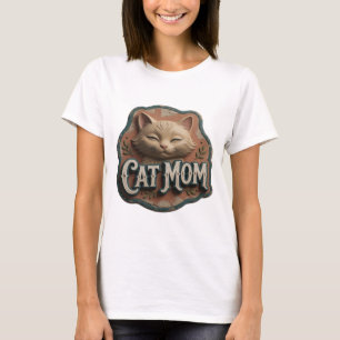 T-shirt graphique argenté emblématique CHAT MAMAN