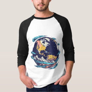 T-Shirt Graphique Artistique Terre et Océan