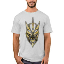 T-shirt graphique au masque de samouraï doré