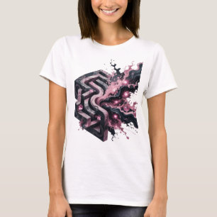 T-shirt graphique avec art abstrait rose moderne