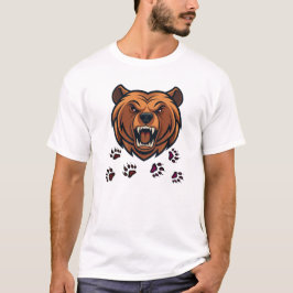 T-shirt graphique avec tête d'ours rugissant masco