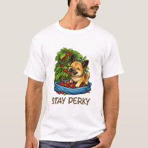 T-shirt graphique avec un chien mignon et du café 