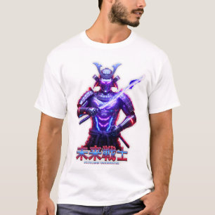 T-shirt graphique avec un guerrier samouraï néon