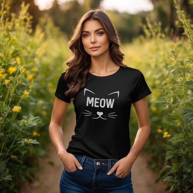 T-Shirt graphique avec visage de chat mignon de de (Pawsitively Cute: 'Meow' Cat Face Cartoon Graphic Tee Shirt 🐱😺)