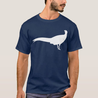 T-shirt Graphique blanc de silhouette d'oiseau de faisan