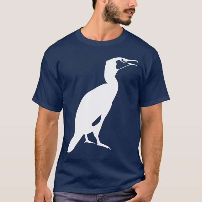 T-shirt Graphique blanc d'oiseau de Cormorant (Devant)