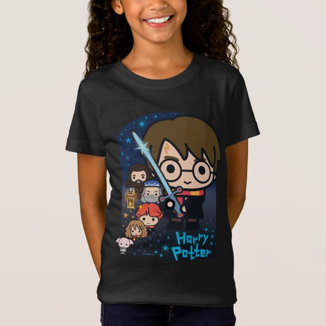 T-Shirt Graphique Cartoon Harry Potter Chambre des Secrets (Devant)