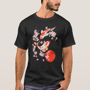 T-shirt Graphique Cerisier Fleur Japonais Carpe Koi Sakura