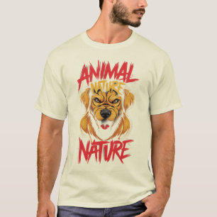 T-shirt graphique chien agressif de nature animale